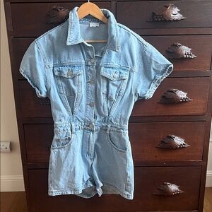 Le Lis Light Blue Denim Jumpsuit - shorts